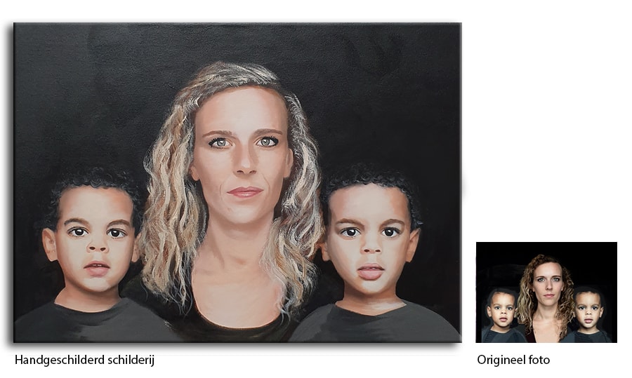 schilderij van foto van kinderen mama laten schilderen