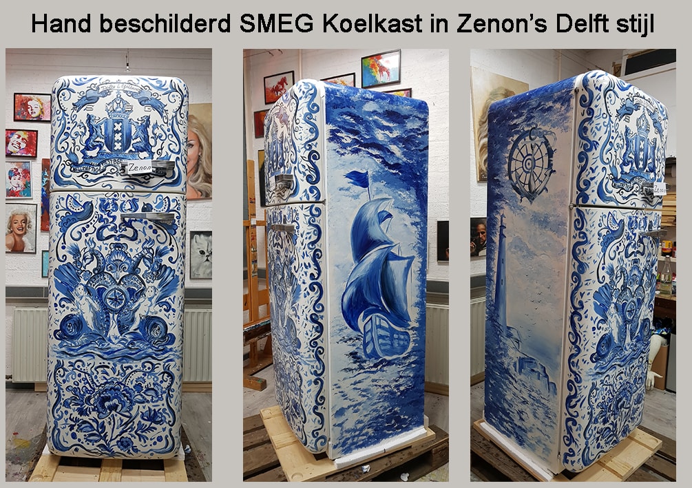 smeg koelkast in dolce gabbana delft stijl
